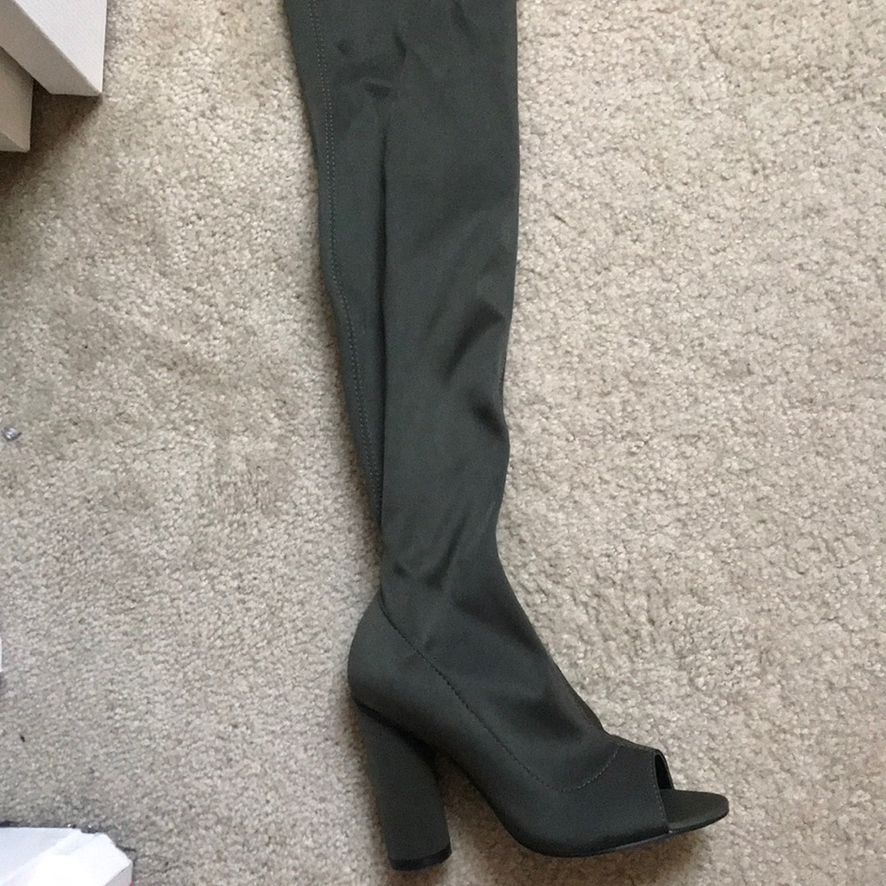 Over the knee khaki / olive green thigh boots